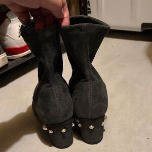 Stuart Weitzman Charcoal Suede Heeled Boots